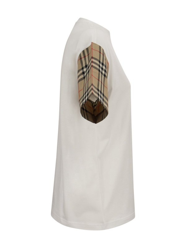 The Best Shops BURBERRY: t-shirts - Oversized cotton T-shirt with check sleeves
