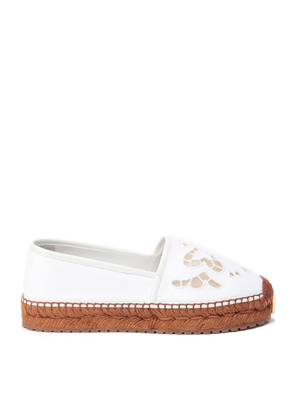 サンダル・ミュール Dolce & Gabbana Embroidery espadrilles Canvas espadrilles with coat of arms embroidery in Beige for