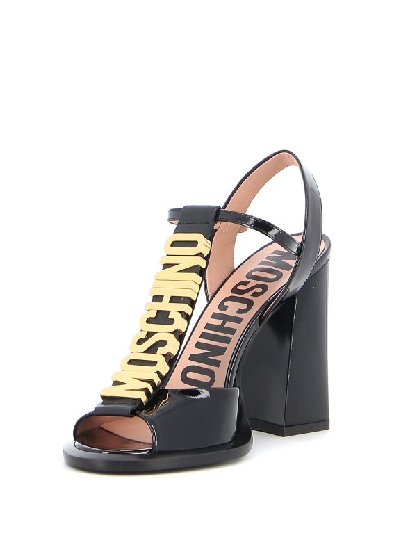 iKRIX MOSCHINO: sandals - Gold-tone logo patent sandals