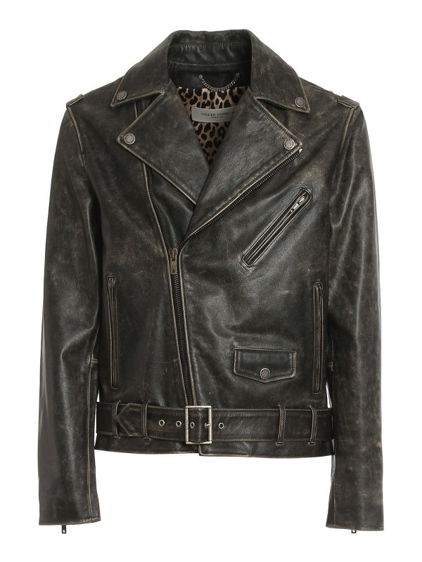 GOLDEN GOOSE: leather jacket - Golden leather jacket