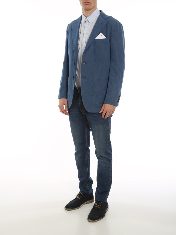 KITON: giacche blazer online - Blazer effetto denim