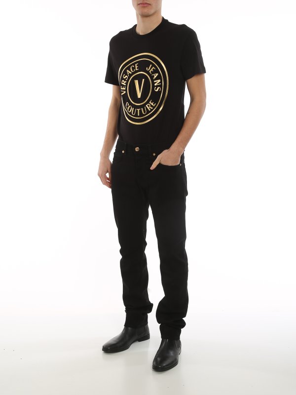 Jeans con patch in pelle e Medusa shop online: VERSACE