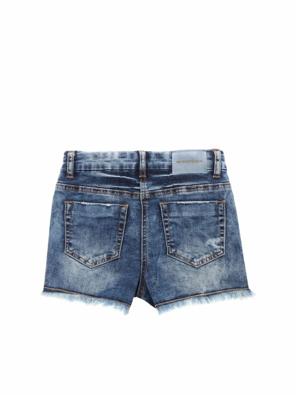 MONNALISA: Trousers Shorts online - Embroidered denim shorts