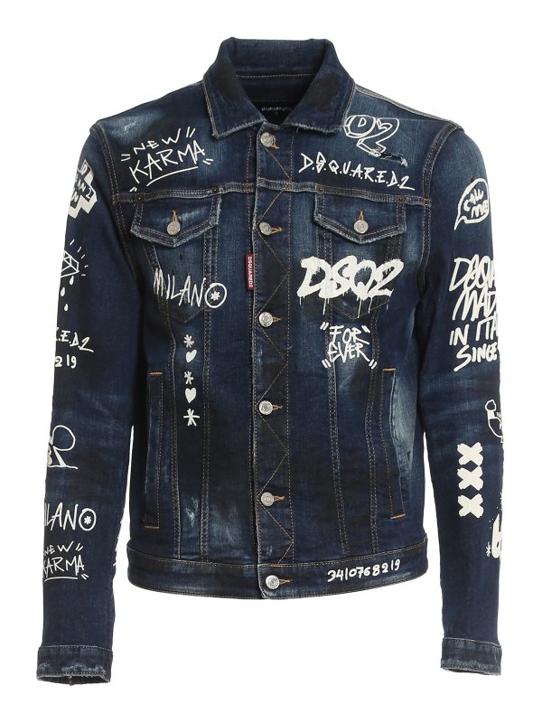 DSQUARED2: denim jacket - Graffiti Dan jacket