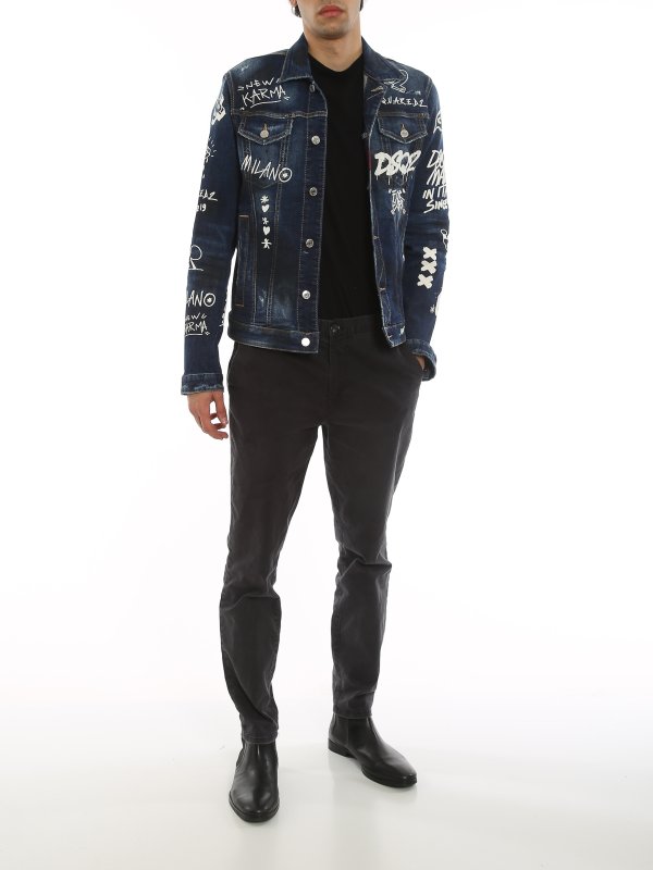DSQUARED2: denim jacket online - Graffiti Dan jacket