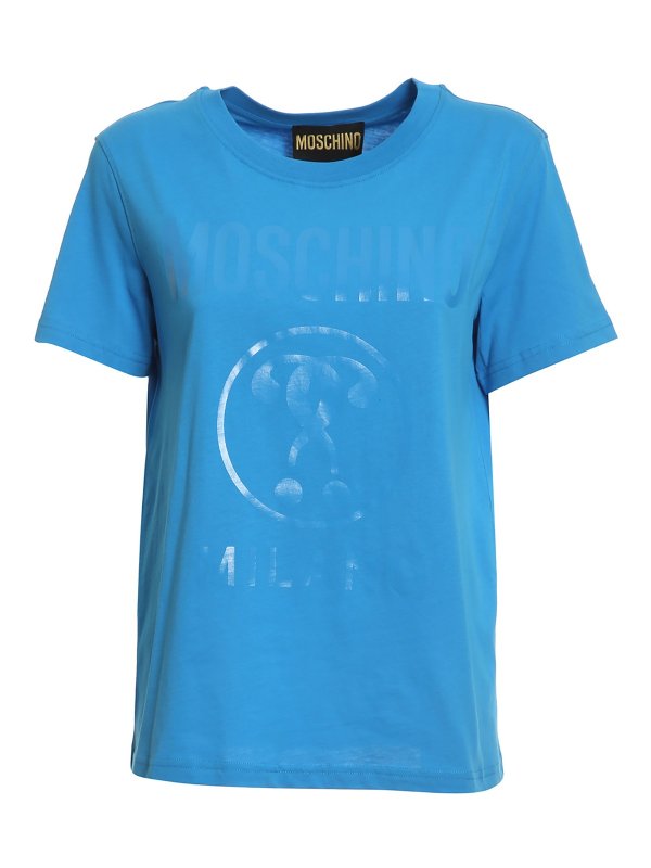 MOSCHINO: T-shirts - T-Shirt - Bleu Clair