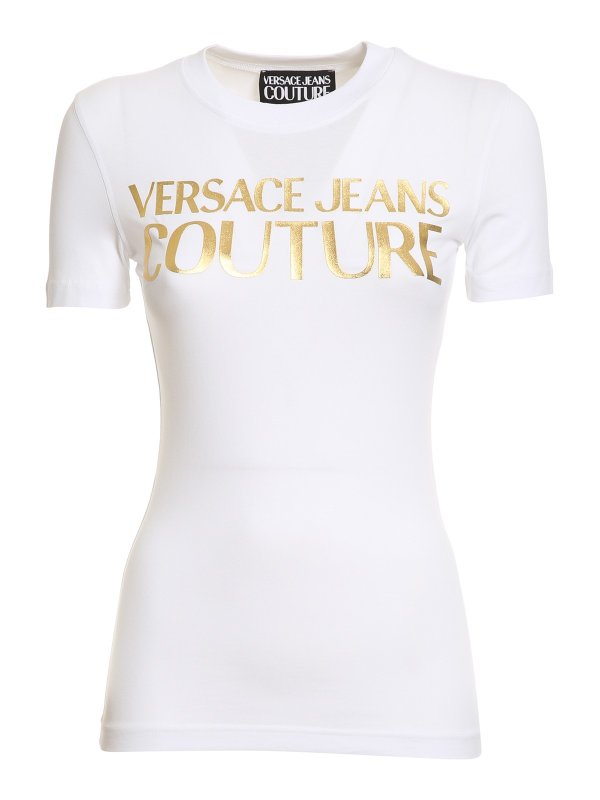 Versace Jeans Couture: t-shirts - Laminated logo T-shirt