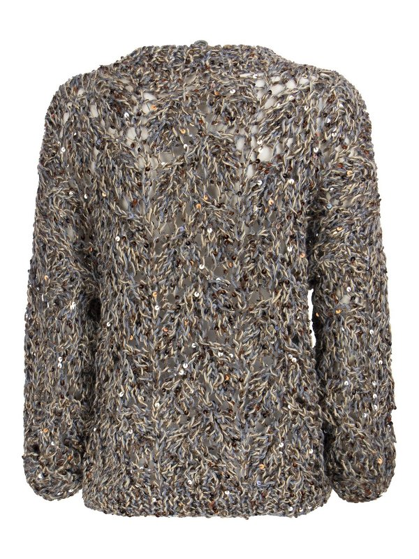 BRUNELLO CUCINELLI: crew necks online - Sequined linen and cotton sweater