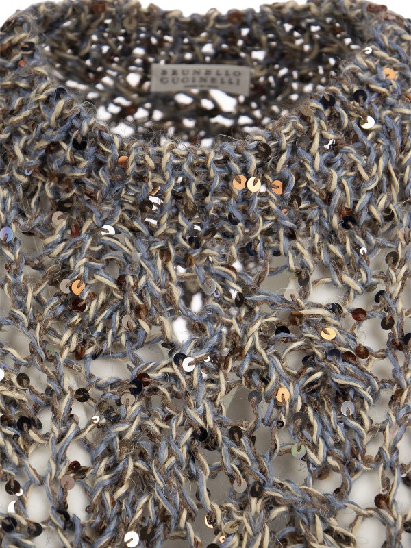 Sequined linen and cotton sweater shop online: BRUNELLO CUCINELLI