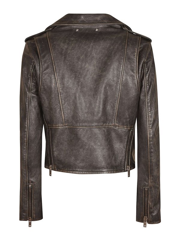 Golden Goose Vintage effect leather jacket