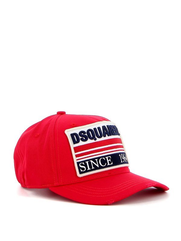 DSQUARED2: hats & caps online - Maxi logo patch baseball cap