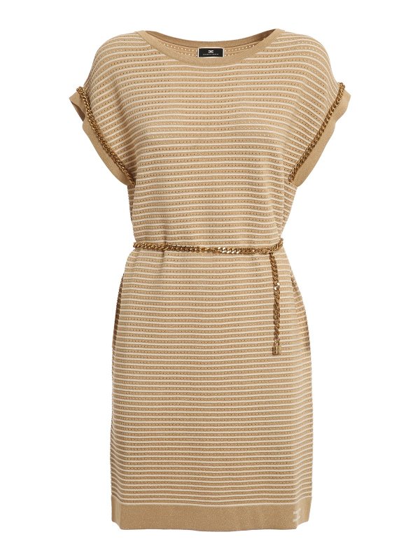 ELISABETTA FRANCHI: ショートドレス - ショートドレス - キャメル