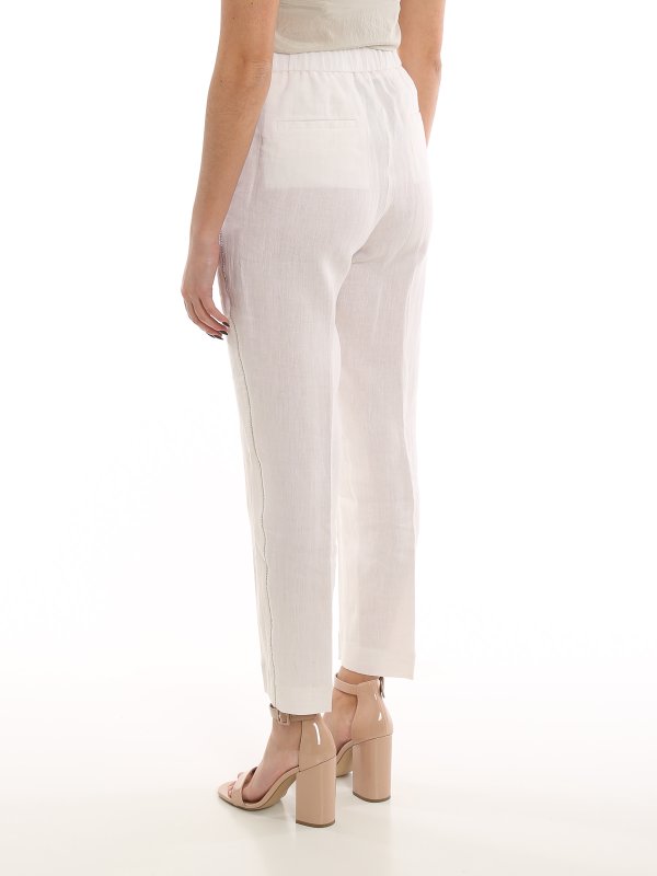Pantaloni in lino impreziositi shop online: PESERICO