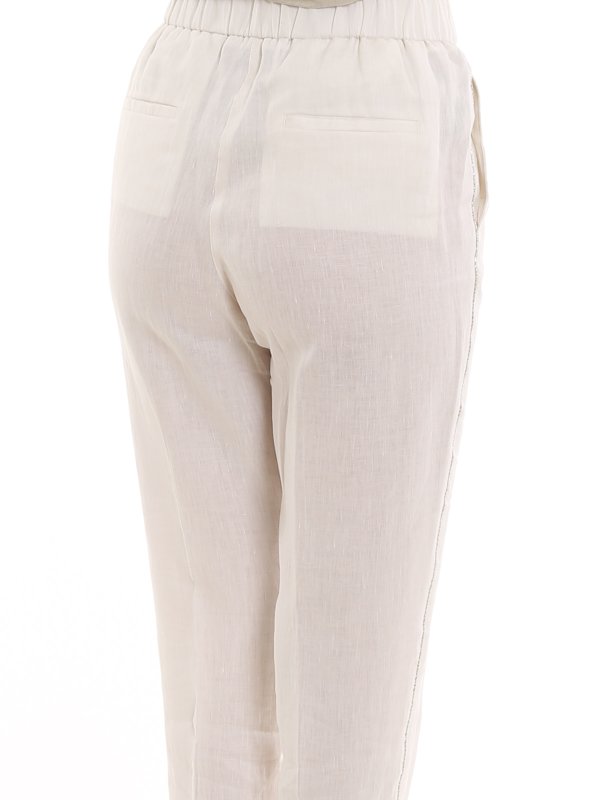 PESERICO buy online Pantaloni in lino impreziositi