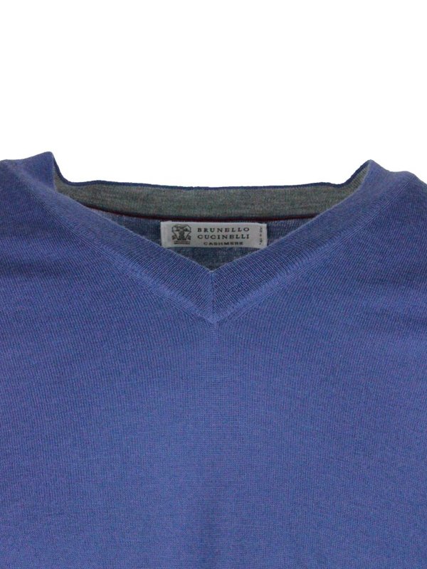 Rundhalspullover - Blau shop online: BRUNELLO CUCINELLI