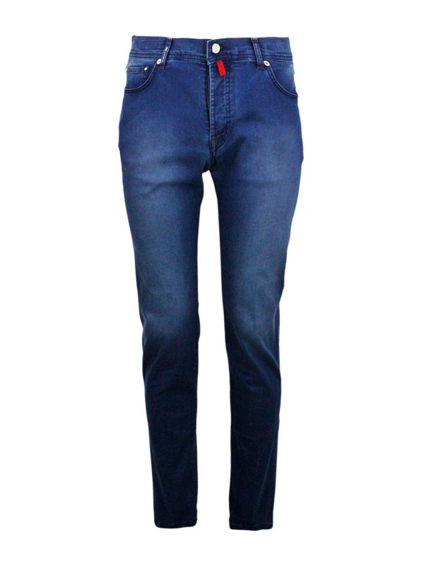 KITON: straight leg jeans - Faded denim jeans