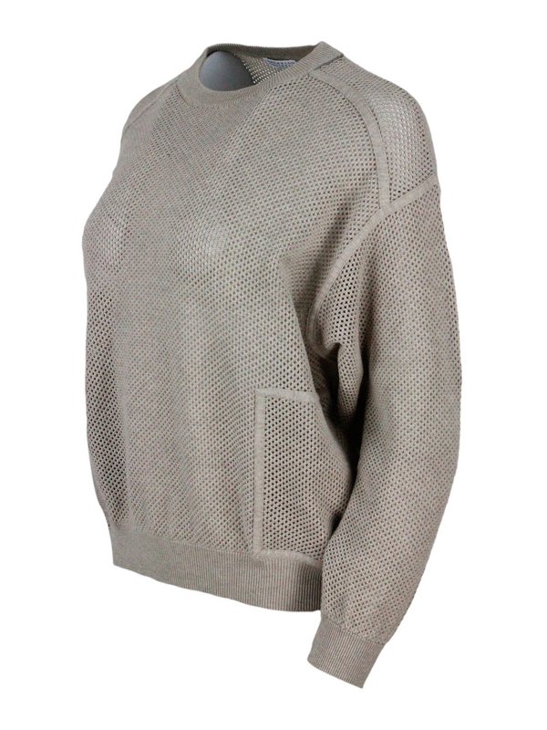 The Best Shops BRUNELLO CUCINELLI: Strickpullover mit Rundhalsausschnitt - Rundhalspullover - Beige