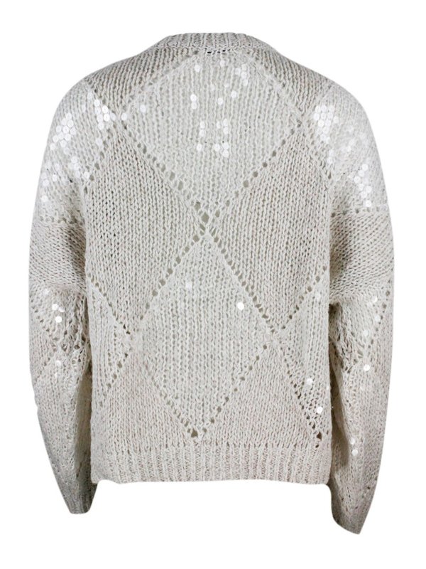 BRUNELLO CUCINELLI: crew necks online - Sequined argyle sweater