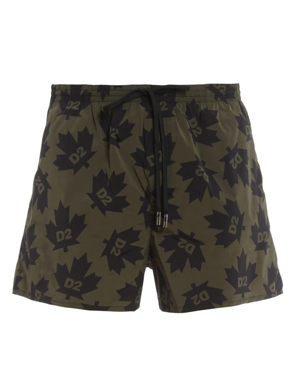 DSQUARED2: Swim shorts & swimming trunks - Leaf print swim shorts