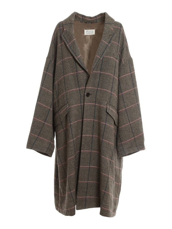 Maison Margiela: knee length coats - Checked coat