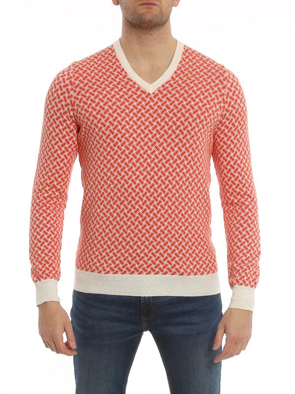 iKRIX DRUMOHR: Strickpullover mit V-Ausschnitt - V-Pullover - Orange