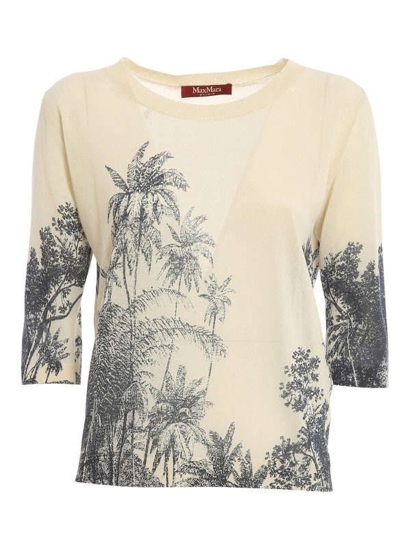 MAX MARA STUDIO: Strickpullover mit Rundhalsausschnitt - Rundhalspullover - Hellbeige