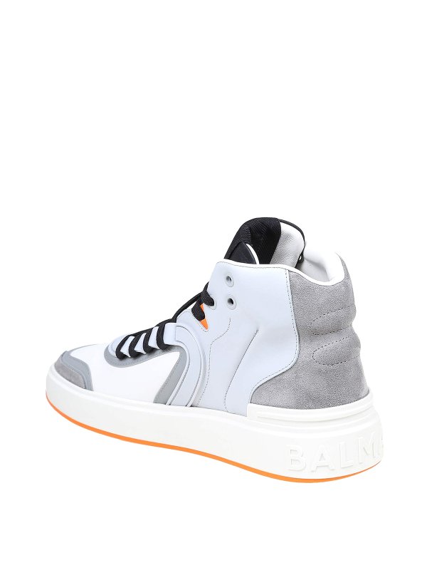 Colour-block hi-top sneakers shop online: Balmain