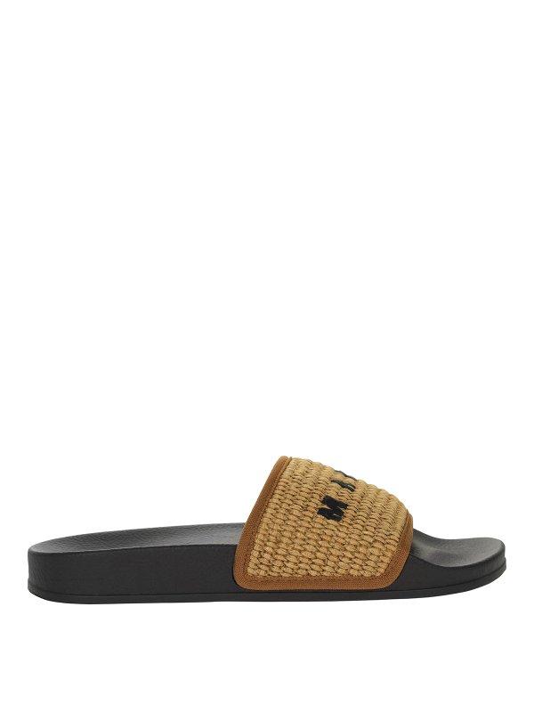 Marni: sandals - Woven raffia slides