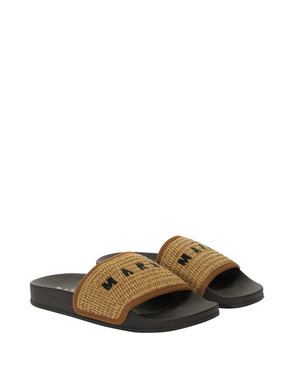 Marni: sandals online - Woven raffia slides