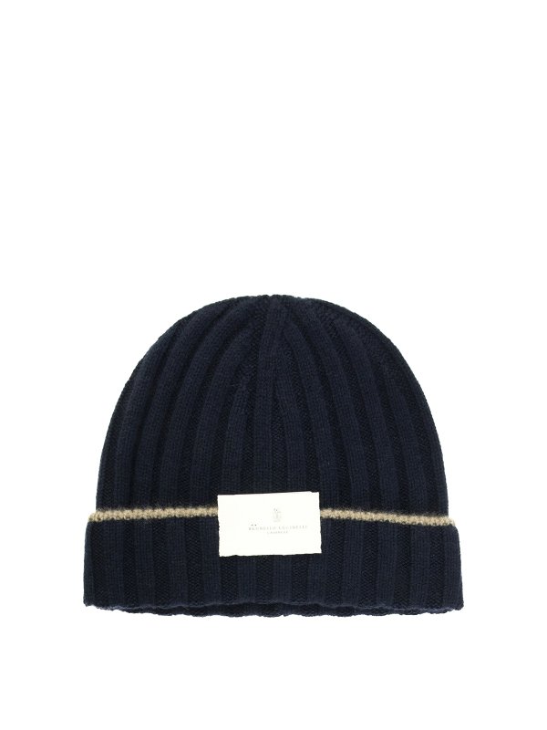 BRUNELLO CUCINELLI: beanies - Rib knitted cashmere beanie