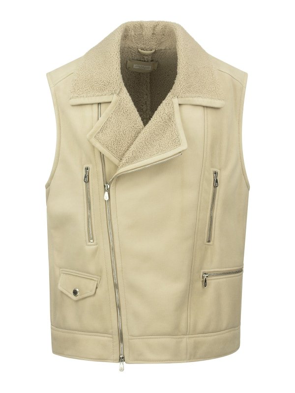 BRUNELLO CUCINELLI: leather jacket - Leather sleeveless jacket