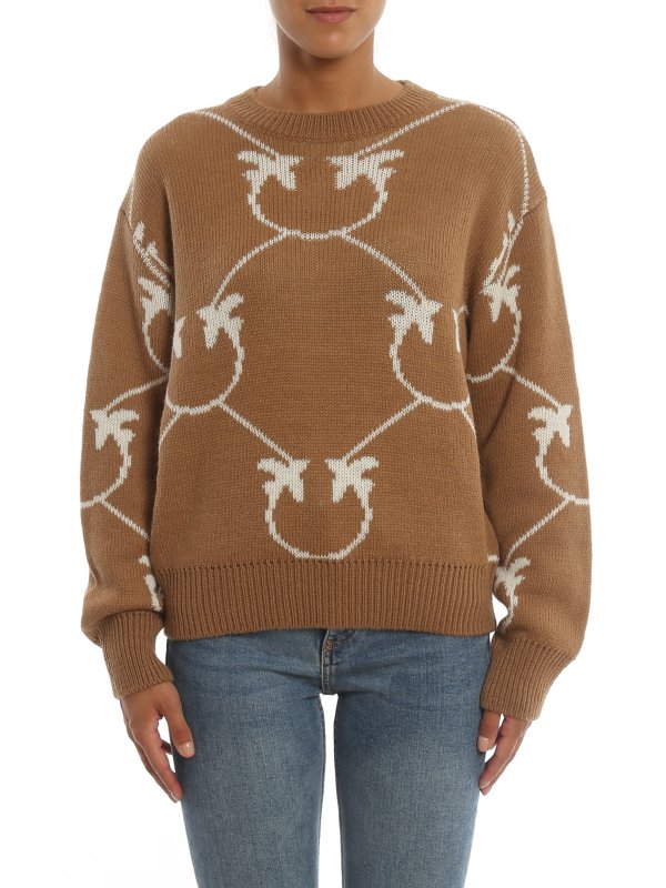 iKRIX Pinko: Strickpullover mit Rundhalsausschnitt - Rundhalspullover - Camel