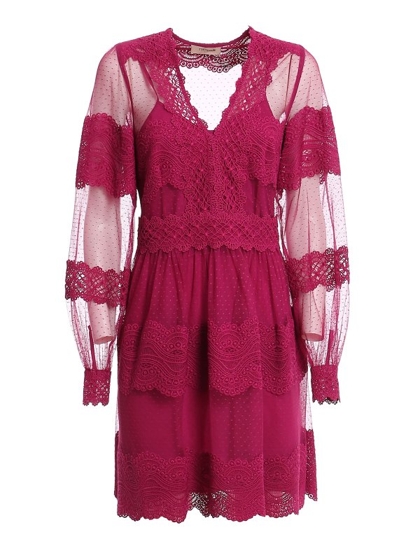 TWINSET: ショートドレス - ショートドレス - フクシア