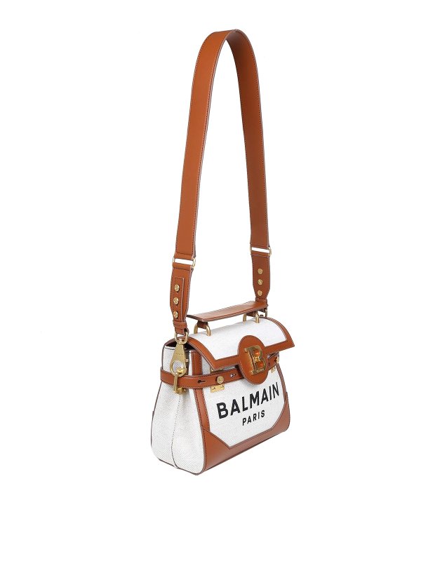 Balmain: cross body bags online - B-buzz 23 bag in canvas and leather