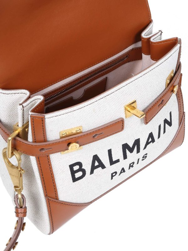 B-buzz 23 bag in canvas and leather shop online: Balmain