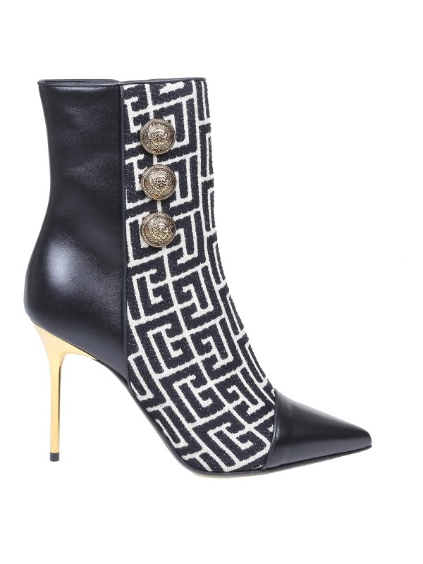 Balmain: ankle boots - Roni booties in monogram fabric