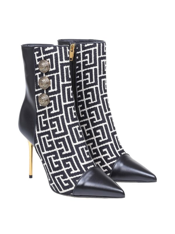 Balmain: ankle boots online - Roni booties in monogram fabric