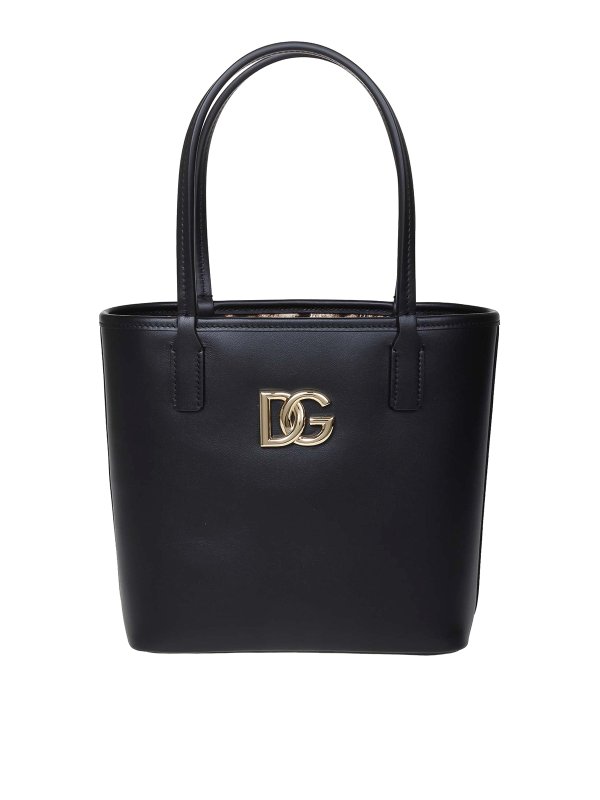 DOLCE & GABBANA: totes bags - Shopping Fefè in leather with dg logo
