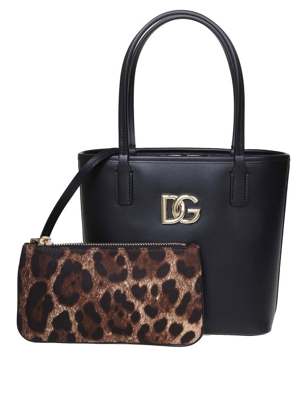 Shopping Fefè in leather with dg logo shop online: DOLCE & GABBANA