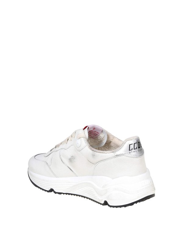 Running sole sneakers in white leather shop online: GOLDEN GOOSE