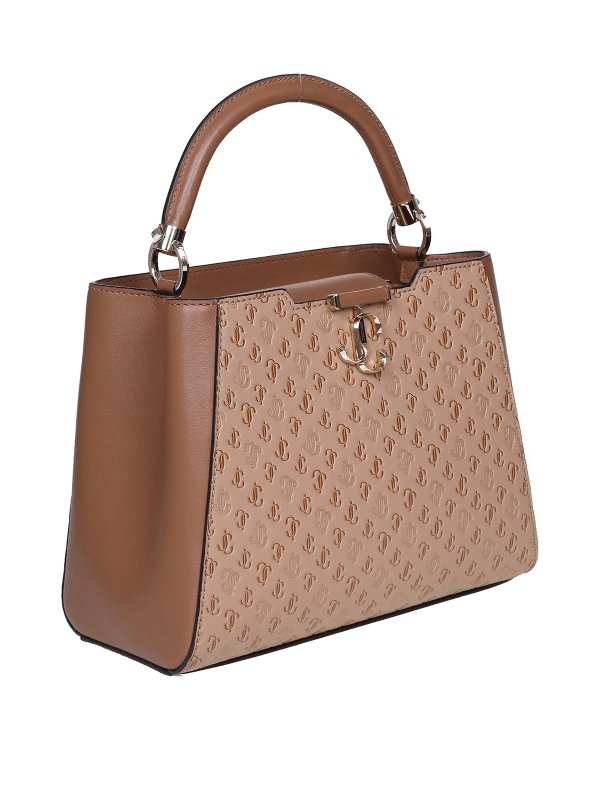 JIMMY CHOO: totes bags online - Varenne shopping bag in light tan leather