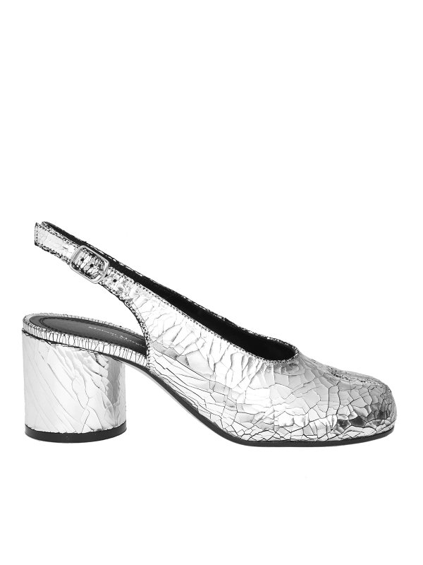 Maison Margiela: court shoes - Slingback pumps in silver leather