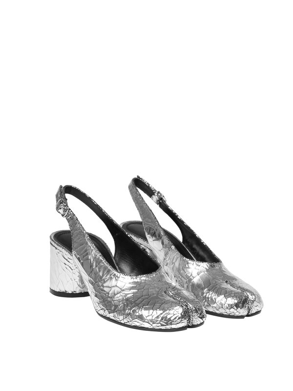Maison Margiela: court shoes online - Slingback pumps in silver leather