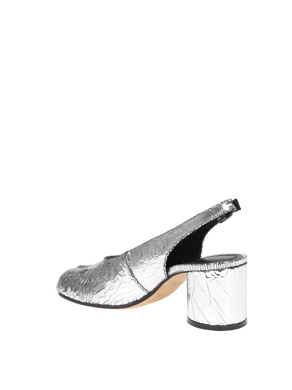 Slingback pumps in silver leather shop online: Maison Margiela