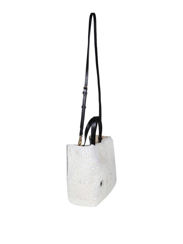 Marni: totes bags online - Tote bag in shearling and leather