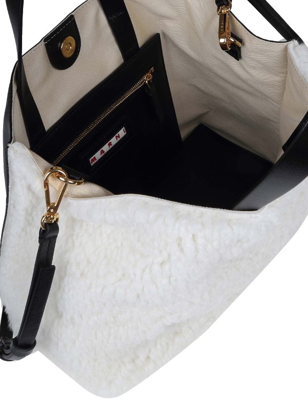 Tote bag in shearling and leather shop online: Marni