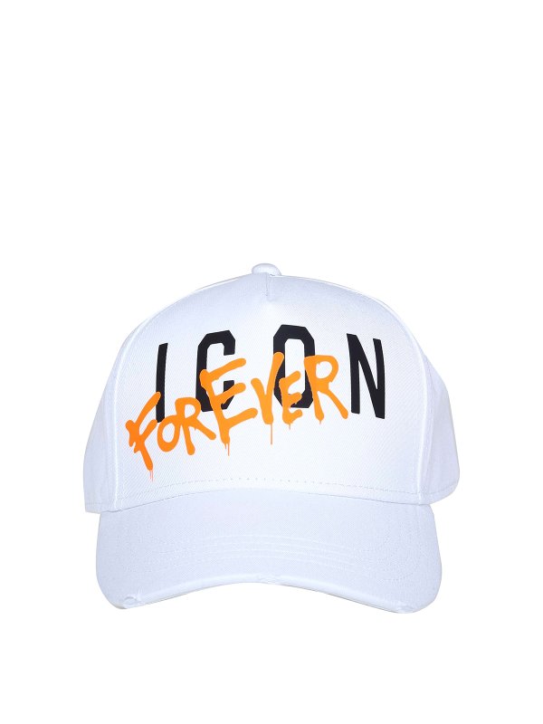 DSQUARED2: hats & caps - Baseball cap in white fabric