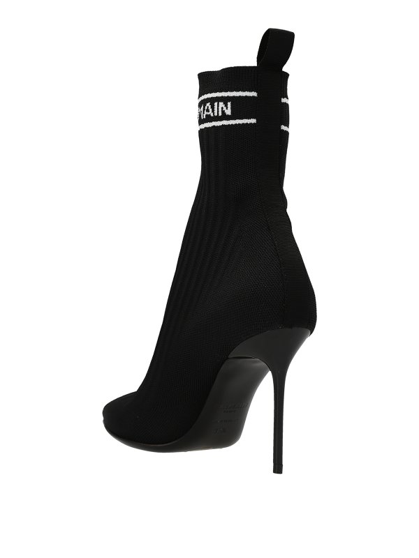 Balmain: ankle boots online - Logoed sock-effect ankle boots