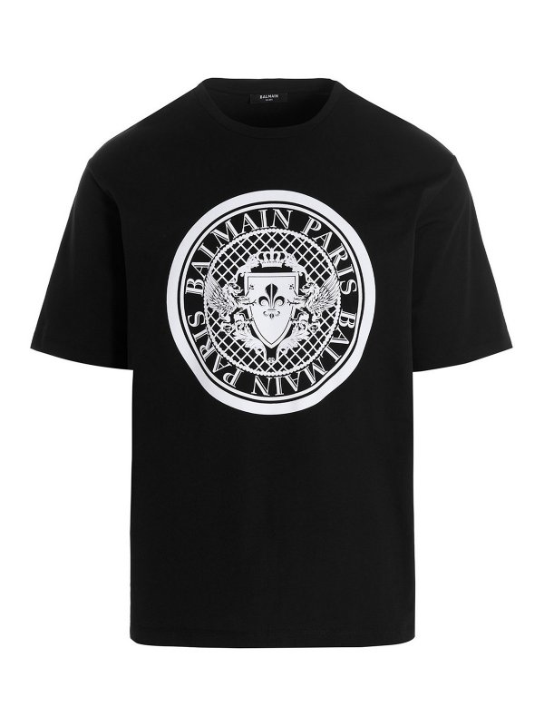 Balmain: t-shirts - Icon flock t-shirt