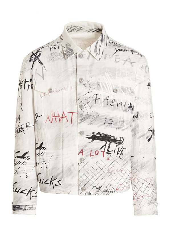 Balmain: denim jacket - Graffiti denim jacket